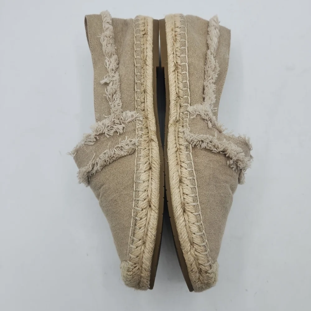 JOIE Vivienne Fringed Canvas Espadrilles Flats In Flax Size Eur 38.5 / US 8